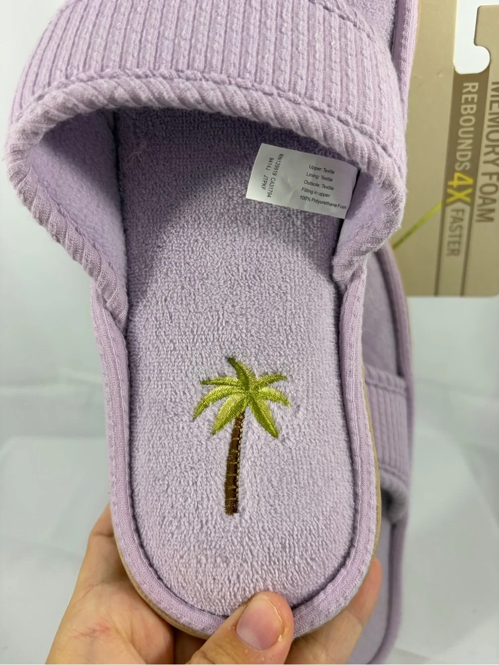 NWT Isotoner Women’s Size 9 Purple Slide with Palm Embroidery